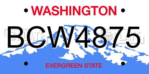BCW4875 Washington License Plate
