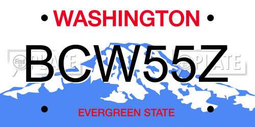 BCW55Z Washington License Plate