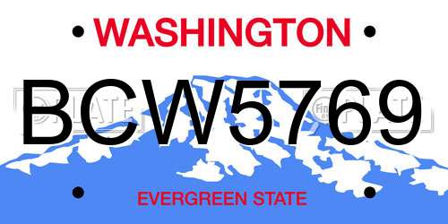 BCW5769 Washington License Plate