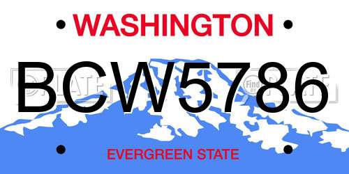 BCW5786 Washington License Plate