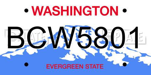 BCW5801 Washington License Plate