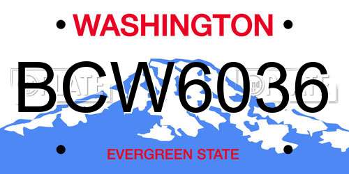 BCW6036 Washington License Plate