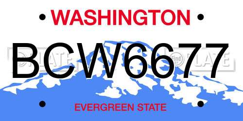 BCW6677 Washington License Plate