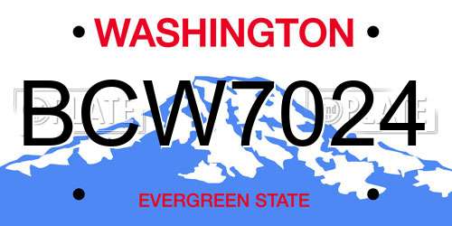 BCW7024 Washington License Plate