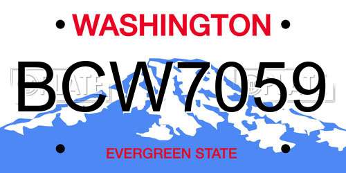 BCW7059 Washington License Plate