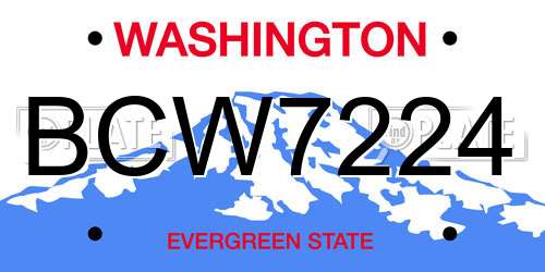 BCW7224 Washington License Plate