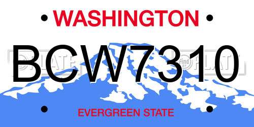 BCW7310 Washington License Plate