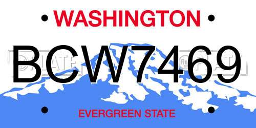 BCW7469 Washington License Plate