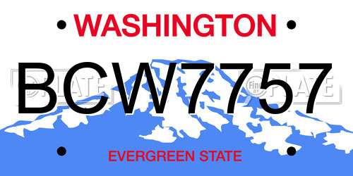 BCW7757 Washington License Plate