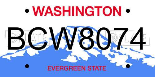 BCW8074 Washington License Plate