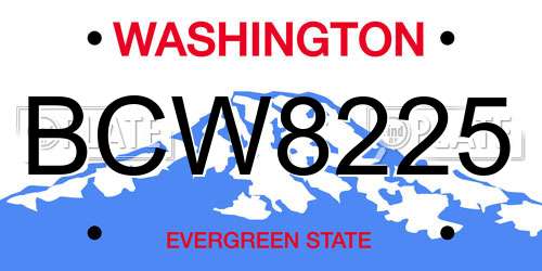 BCW8225 Washington License Plate