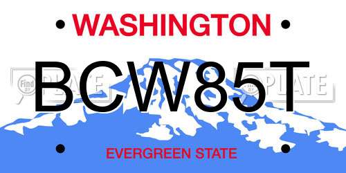 BCW85T Washington License Plate