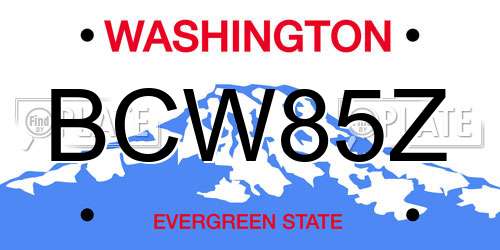 BCW85Z Washington License Plate