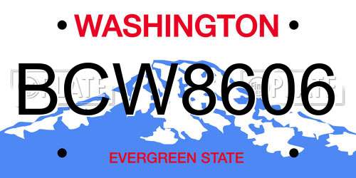 BCW8606 Washington License Plate