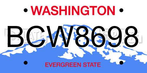 BCW8698 Washington License Plate