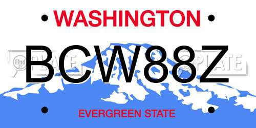 BCW88Z Washington License Plate