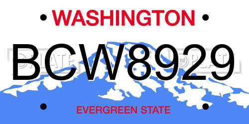 BCW8929 Washington License Plate