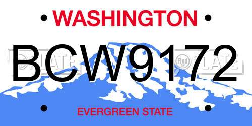 BCW9172 Washington License Plate