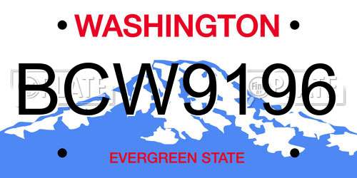 BCW9196 Washington License Plate