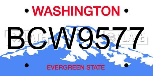 BCW9577 Washington License Plate