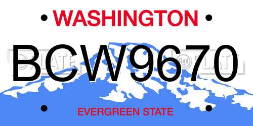 BCW9670 Washington License Plate