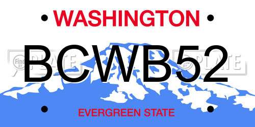 BCWB52 Washington License Plate