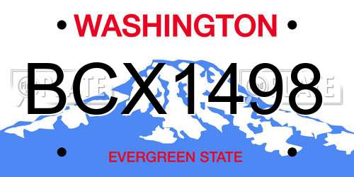 BCX1498 Washington License Plate