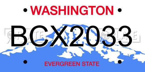 BCX2033 Washington License Plate