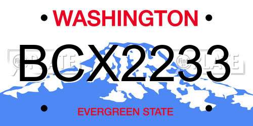 BCX2233 Washington License Plate