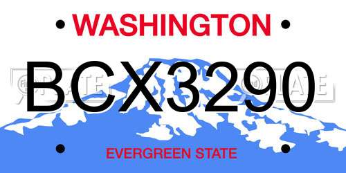 BCX3290 Washington License Plate