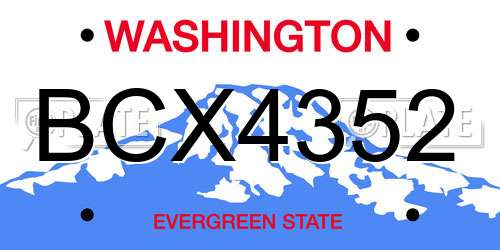 BCX4352 Washington License Plate