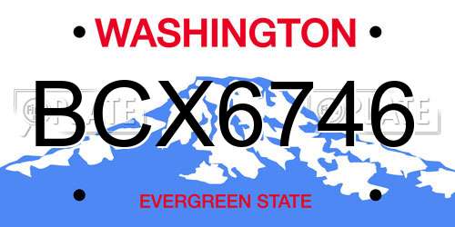BCX6746 Washington License Plate