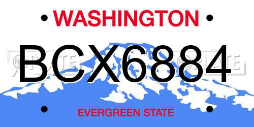 BCX6884 Washington License Plate