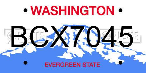BCX7045 Washington License Plate
