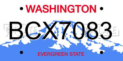 BCX7083 Washington License Plate