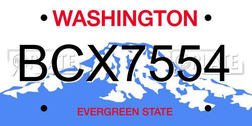 BCX7554 Washington License Plate
