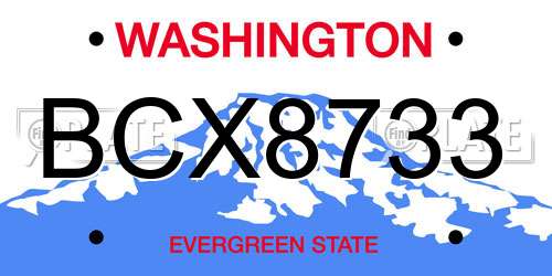 BCX8733 Washington License Plate