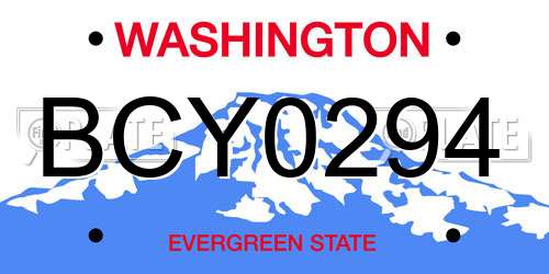 BCY0294 Washington License Plate