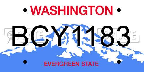 BCY1183 Washington License Plate