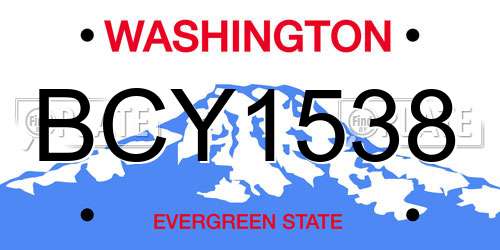BCY1538 Washington License Plate