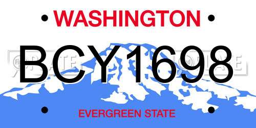 BCY1698 Washington License Plate