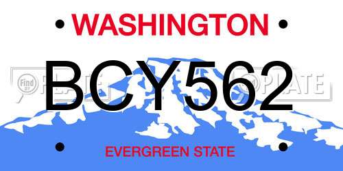 BCY562 Washington License Plate