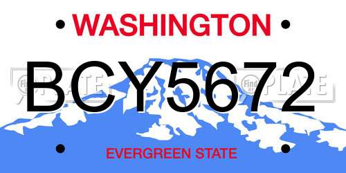 BCY5672 Washington License Plate