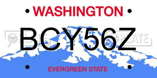 BCY56Z Washington License Plate