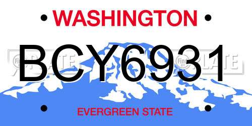 BCY6931 Washington License Plate