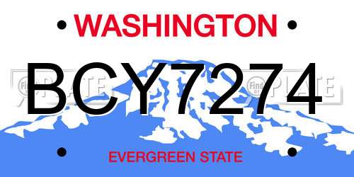 BCY7274 Washington License Plate