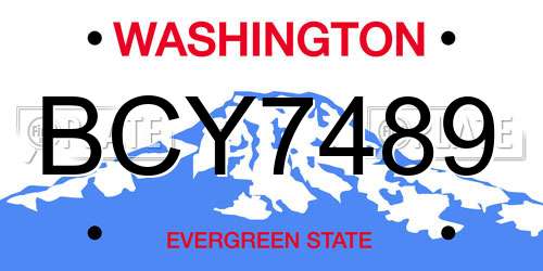 BCY7489 Washington License Plate