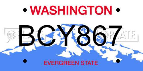BCY867 Washington License Plate