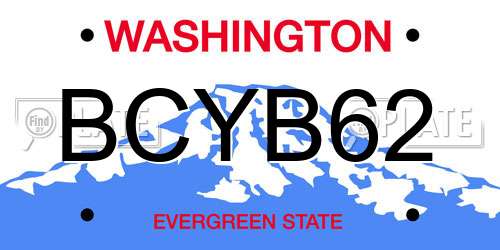 BCYB62 Washington License Plate