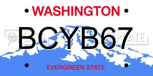BCYB67 Washington License Plate